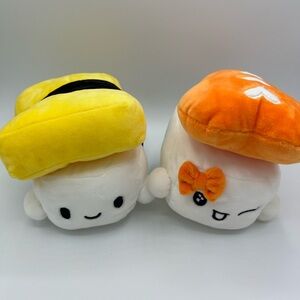 Set of 2  Kawaii Food Shrimp and Tamago Sushi Plush Stuffed Animal Toy